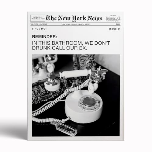 Trendy Black and White Newspaper Wall Art,Y2K Aesthetic Preppy Poster,Headline Print,Bathroom Decor16X24inch Framed Art