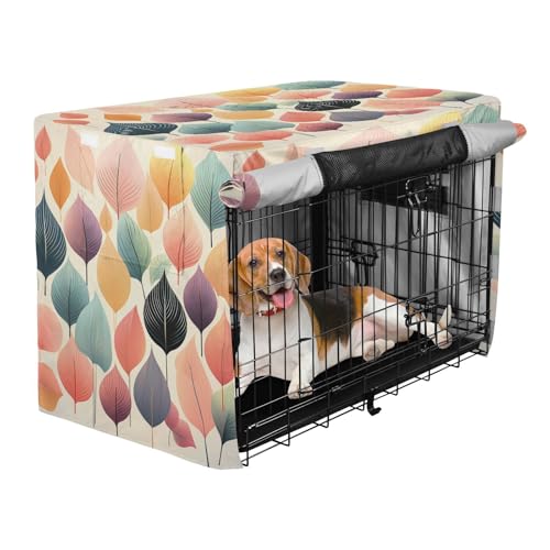 Housse imperméable cage chien feuilles colorées | Finition premium - 3