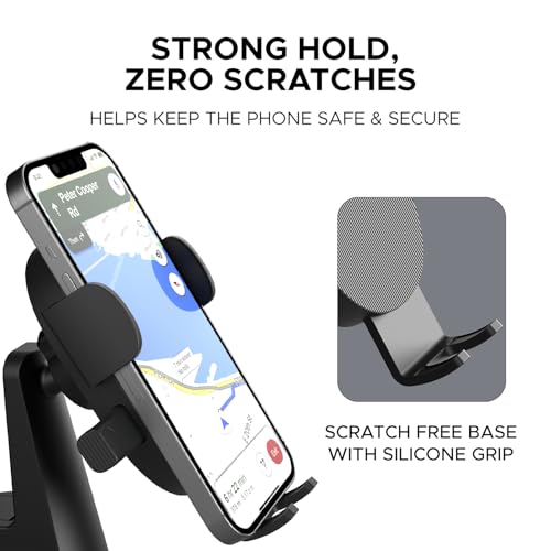 Image of Amkette iGrip Drive Compact Car Mobile Holder, Mobile Holder for car Dashboard & Windshield with 360 Rotation, One-Touch Lock&Release Function with Strong Suction Cup, Premium Dual-Tone Glossy Design