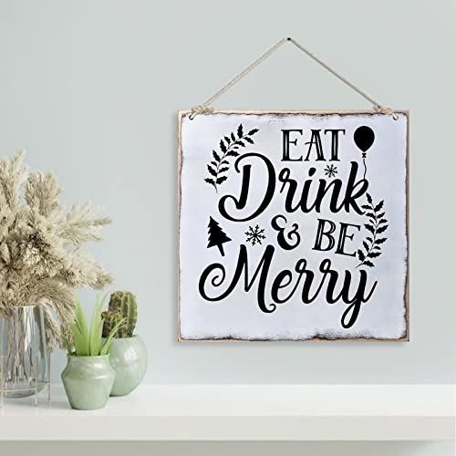 Panneau Eat Drink And Be Merry Christmas en finition soignée pour salon - 4