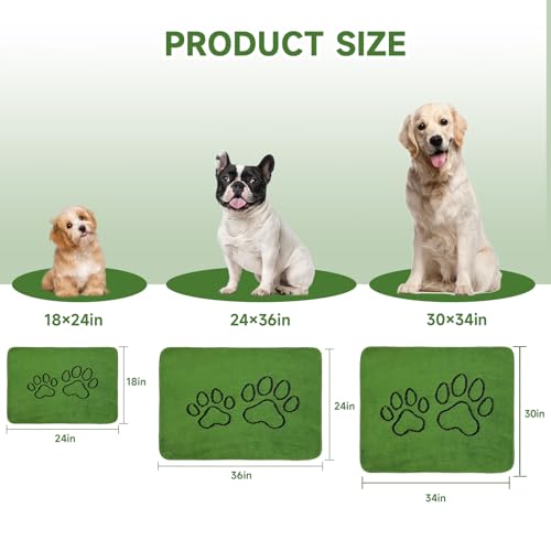 Image of Homimp Washable Pee Pads for Dogs, 4 Pack Super Absorbent Reusable Puppy Pads, Green Long Wool Fake Grass for Potty Training, Upgrade Non-Slip and Leak-Proof,Floor, Couch, Bed, and Crate,Green 30 inchx34 inch