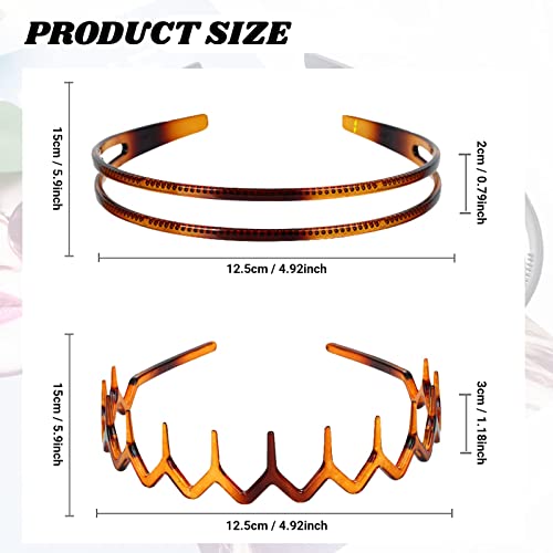Dazzhues 4 Pieces Zigzag Plastic Headbands Non-Slip Sharks Tooth Comb Headband Double Row Teeth Hair Band Hair Hoop Simple And Chic Headwear Hair Accessory For Women Girls Decorations (Black, Brown) #TOP2