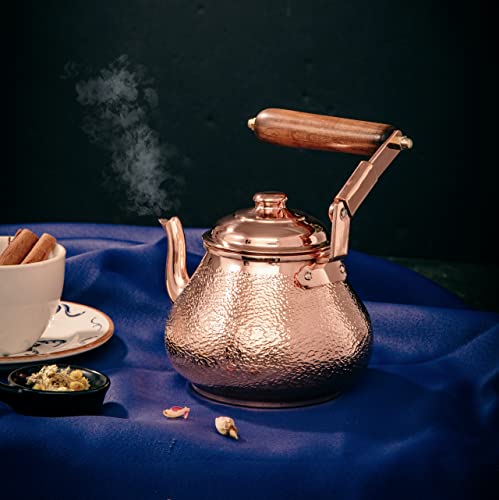 Demmex 2022 Handmade Solid 1Mm Thick Copper Personal Teapot Tea Kettle, Food Safe Tin Lined, Small, 0.9 Qt - 3 Cups (Copper) #TOP2