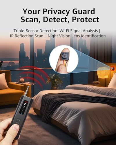 Image of Hidden Camera Detectors, Advanced Anti-Spy Technology RF Signal GPS Tracker Finder, Wireless Bug Sweeper with Magnetic Detection for Home Office Travel Security, Real-Time Alarm