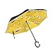 Dessin Animé Mignon Fait Face À des Expressions Parapluie Inversé Anti-UV Double Couche Coupe-Vent Inversée Parapluie Poignée en Forme C de Voiture pour Femme Homme