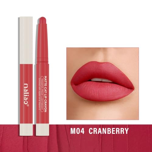 Image of Maliao Matte Cat Lip Crayon: Transfer-Proof & Lightweight (04-CRANBERRY)