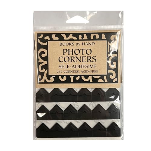 Books By Hand BBHM215PS Self-Adhesive Photo Corners, Acid-Free, Archival Quality. 0.5 Inch. Pack of 252. Black.