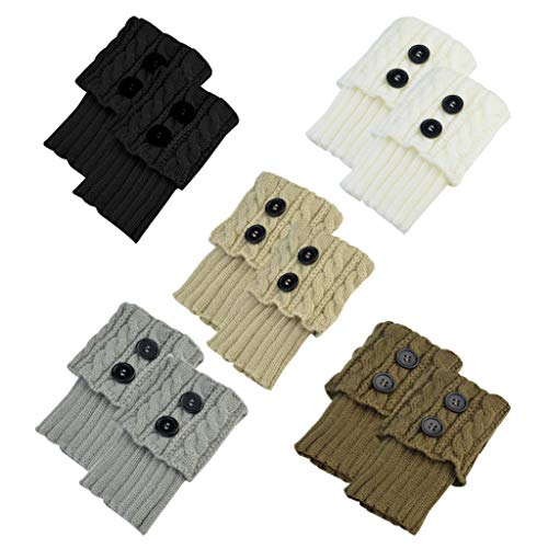 Jerbro Womens Short Boots Sock, 5 Pairs Crochet Boot Cuff Winter Cable Knit Short Leg Warmer