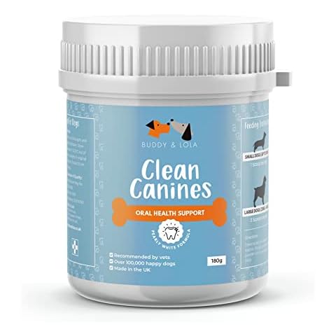 Buddy & Lola Clean Canines Plaque Off Dog Teeth Cleaning Products & Dog Breath Freshener - Daily Plaque Remover Without A Dog Toothbrush Or Dog Toothpaste - Dental Dog Breath Freshener (180g) Cover