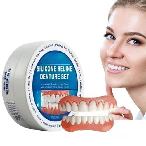 Xinshijie Soft Silicone Denture Liners – kit de reparación de dientes suaves de silicona para hombres y mujeres, venas temporales de dientes falsas (size-1)