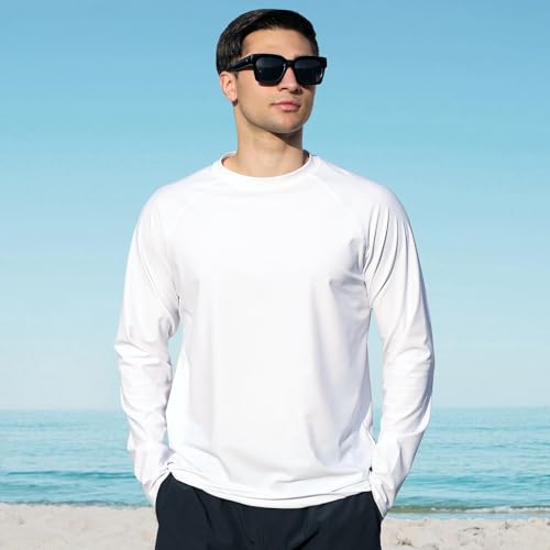 ESTAMICO 2 Pack Men Rash Guard Quick Dry Long Sleeve Swim Shirts UPF 50+ UV Sun Protection Swim Tee3