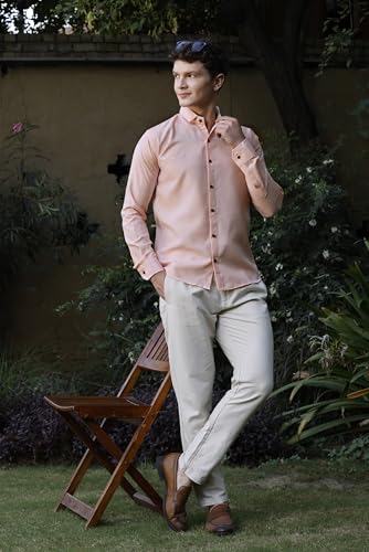 Image of Zilcon Linen Shirts for Men Casual Button Down Long Sleeve Shirt Solid Summer Beach Hawaiian Shirts
