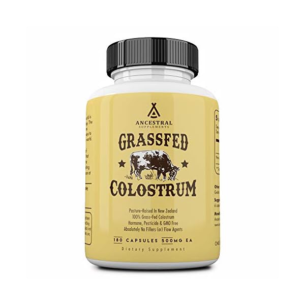 Ancestral-Supplements-Grass-Fed-Colostrum--Supports-Immune-Gut-Growth-and-Repair-180-Capsules Ancestral Supplements Grass Fed Beef Colostrum Supplement, 3000 mg, Offers Immune Support and Promotes Gut Health, Athletic Performance, Healthy Iron Levels, Growth and Repair, Non GMO, 180 Capsules