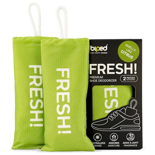 biped FRESH! desodorante premium para calzado – cojín aromático con carbón de bambú activo – elimina olores y sudor de zapatillas, zapatos deportivos y mochilas z2925(CITRUS, 2 pieces)