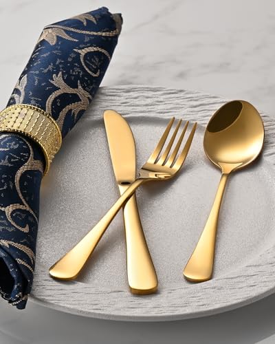 ERVILO 60 Piece Gold Silverware Set Service for 20 Stainless Steel Flatware Cutlery - image 5