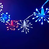 MIYA LIFE Red White and Blue Lights for 4th of July Decorations 10 FT 200 LED Firework Lights with Remote Ideal Indoor and Outdoor Patriotic Decorations
