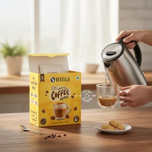 Image of Bevzilla 3 in 1 Coffee Premix | Zero Added Sugar | Instant Coffee Premix | Rich Taste Without Sugar | Daily Coffee Premix (Pack of 20)