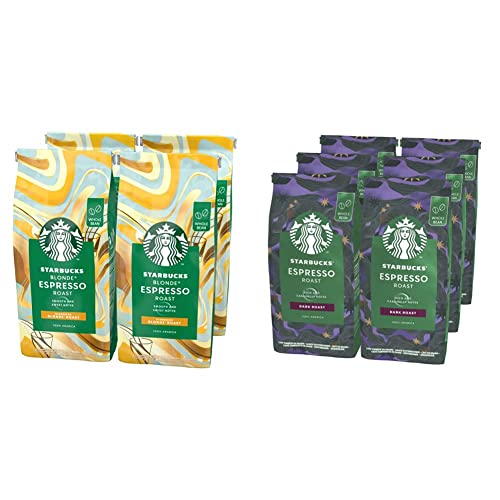 STARBUCKS Blonde Espresso Roast Café De Grano Entero De Tostado Suave (4 Bolsa de 450g) & Espresso Dark Roast Café De…
