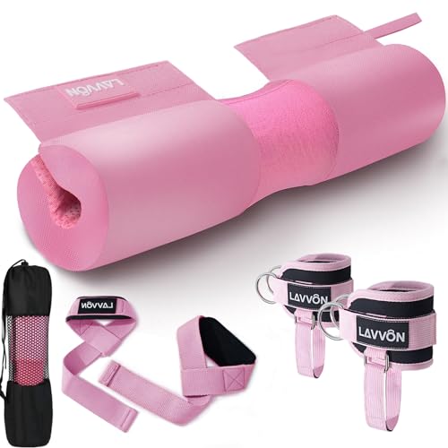 Langhantel Polster Set, Nylon-Hip Thrust Pad mit Klettverschluss -Polsterung für Squats,Booty Training -Hantel Nackenpolster,Gym Fitness -Mit Fußschlaufen, Zughilfen für Krafttraining
