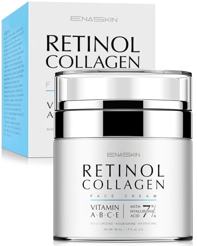 EnaSkin Retinol Collagen Face Moisturizer: Anti Aging & Wrinkle Repair Cream for Women - 7% Hyaluronic Acid Boost Hydration Formula - Facial Neck Day/Night Firming & Lifting, 1.7 Fl Oz