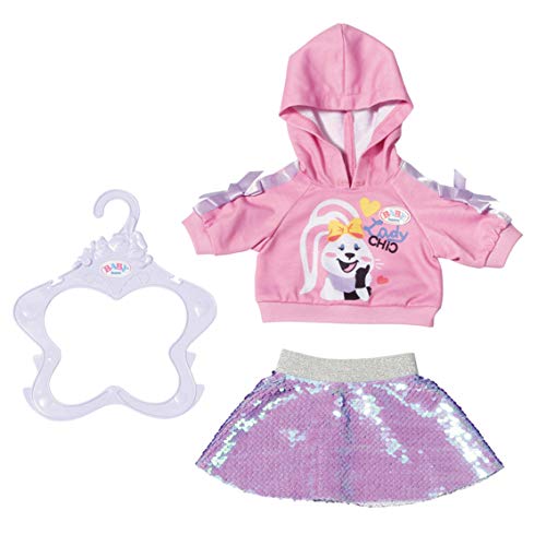 Zapf Creation 828182 BABY born Fashion 43cm, Puppenkleidung Puppenzubehör in lila rosa bestehend aus Kapuzenshirt und… – Bild 6
