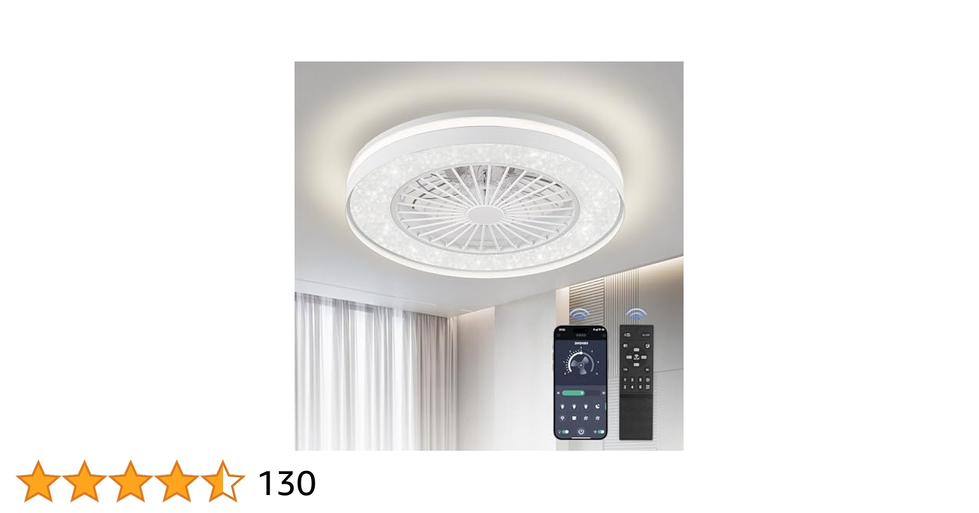 ZMISHIBO 20 inch White Enclosed Ceiling Fan with Light, Led