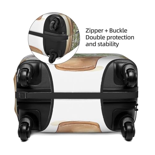 Green Botanical Elastic Travel Luggage Cover, Washable Spandex Suitcase Protector, Anti-Scratch Fits 18-32 Inch4