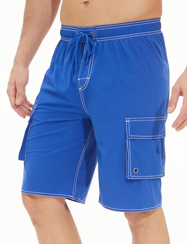 Mens Long Board Shorts Compression Liner 10 Inch Inseam Beachwear3