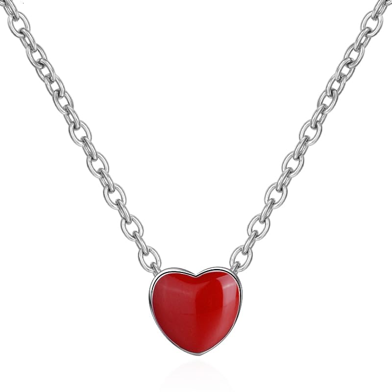 Pendentif cœur rouge argent 925 haute joaillerie de mariage