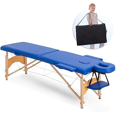 Artechworks Massage Table Massage Bed 2 Folding Portable Lash Bed for Eyelash Extensions Beauty Tattoo Table Adjustable Black W/Carry Case Salon Bed Lightweight,Navy Blue Color Cover