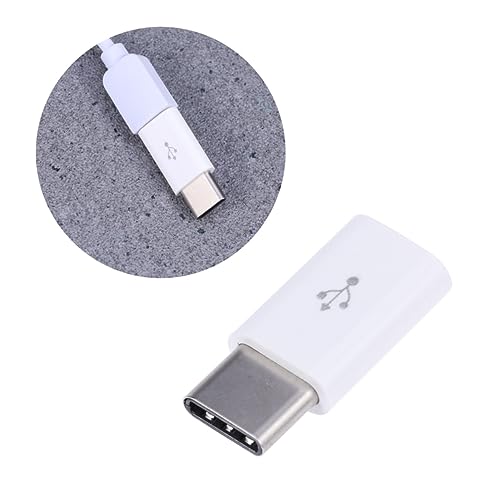 Mikikit Micro USB C to Type-c Adapter: Universal Micro USB Female to Type C Male Convert Connector USB Type C Adapter Convert Connector(White)