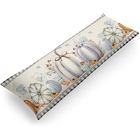 SODIKA Ultra Soft Body Pillow Case Cover with Zipper, 21" x54 Luxury Long Body Pillow Protector Fall Pumpkin Autumn Harvest Thanksgiving Cover