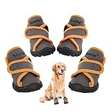 Bowite Dog Boots Waterproof Shoes with Sturdy Anti-Slip Soles and Cross Straps, Suitable for Walking...