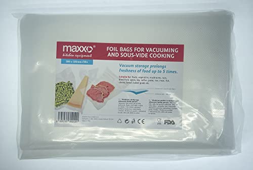 Maxxo Premium Vacuum Bags 28 x 35 cm, 2 x 30 Pieces, For All Vacuum Sealer Devices - Goffered Structure - Suitable for Sous-Vide Cooking, Reusable