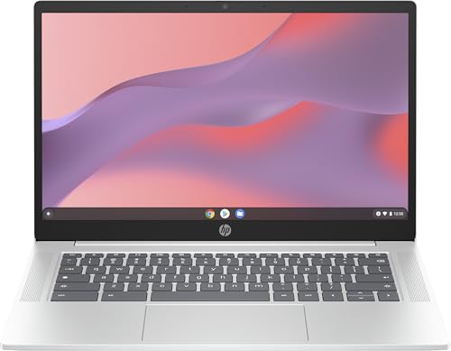 HP Chromebook 14 Zoll | Intel N100 | 8 GB RAM | 128 GB Flash-Speicher | Intel UHD-Grafik | FHD-Display | 12,25 Stunden Akku | Chrome OS | Dual Lautsprecher | Glacier Silver