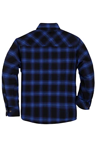 Image of COEVALS CLUB Men's Flannel Shacket Casual Button Snap Sherpa Quilted Lined Premium Jacket Shirts