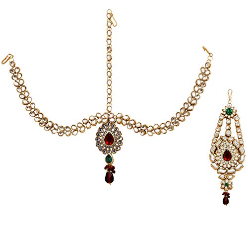 Image of Lucky Jewellery Designer Gold Plated Dulhan Bridal Jewelry Set 8 Pcs. for Girls & Women (3600-WZK-PARENT)