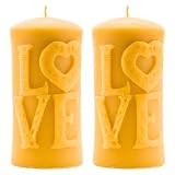 M&L 4.3x2 inch - Set of 2 Yellow Pure Beeswax Pillar Candle 20 Hours Burning Handmade - Home Decore