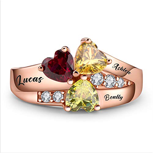 BAUMA Mothers Ring Personalized Sterling Silver Mothers Rings Family Ring with 3 Simulated Birthstones for Grandmother Mother Meaningful Anniversary Rings4