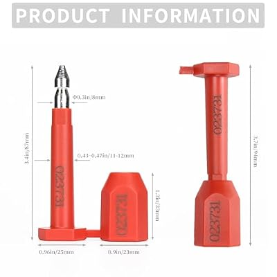 20PCS Long Bolt High Security Shipping Container Seals with Print Progressive Numbering Tamper Proof Seals for Cargo Containers, Trucks, Trailers ISO 17712 Certified (Red)