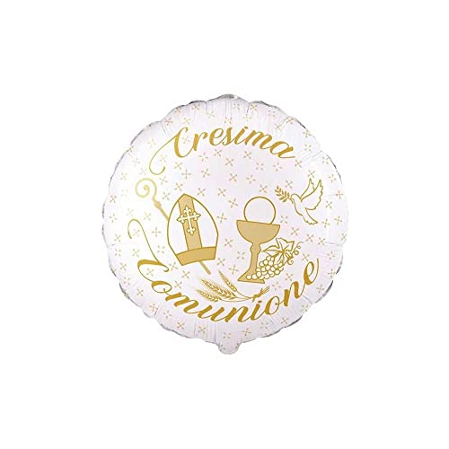 Palloncino Cresima Comunione Con Simboli Oro 18Inc - 45Cm, 1Pz.