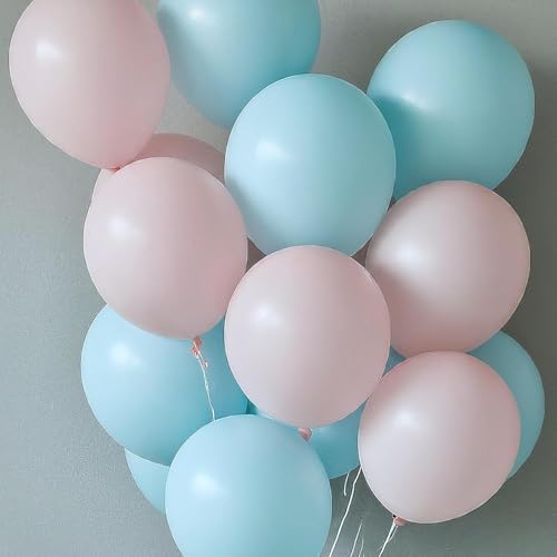 Image of Regular Balloon Combo For Decoration with Glue Dots & Balloon Arch Strip - Party Decor Set For Easy Party Setup (BLUE PINK, 50)