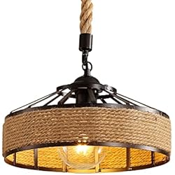 Lamparas Colgantes Estilo Industrial Goeco Lámpara Colgante de Cuerda, E27 Lamparas de Techo Cuerda en Metal, Iluminación Colgante Industrial Ajustable En Altura para Comedor, Sala, Restaurante, Bar, Cafetería (No Incluido Bombillas)