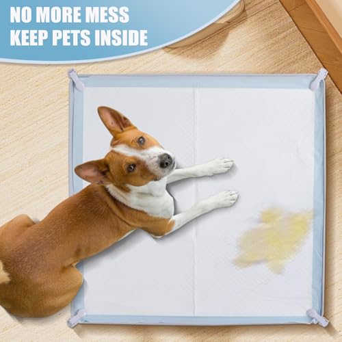 IMMCUTE-Pee-Pad-Holder-Fits-Up-to-24-x-24-Training-Pads-Silicone-Non-Slip-Dog-Potty-TrayHigh-Edge-Puppy-Pad-Holder-Tray-for-Easy-Cleaning-with-8-Holder-Clamps-for-Puppy-Potty-Training IMMCUTE Pee Pad Holder Fits Up to 24 x 24 Training Pads Silicone Non Slip Dog Potty TrayHigh Edge Puppy Pad Holder Tray for Easy Cleaning with 8 Holder Clamps for Puppy Potty Training