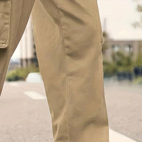 Cargo Pants for Men Casual Elastic Waist Beach Trousers Outdoor Hiking Jogger Pants Comfy Streetwear with Flap Pockets4