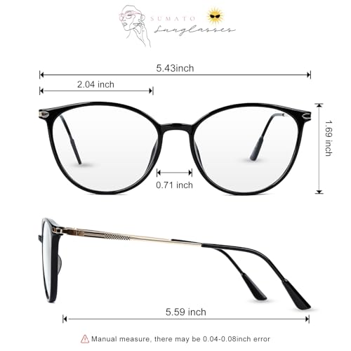 Image of Sumato Blue Light Blocking Glasses for Men and Women, Round Frame with Non-prescription Clear Lenses Eyewear Eyeglasses