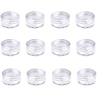 Envase Cosmético 12 Piezas Frascos de cosméticos vacíos,Botes de Muestra de Viaje Envases para Cosmetica Transparente con Tapas Vacio Recipiente Almacenamiento,Polvo,Decoración de Uñas(5g 5ml)