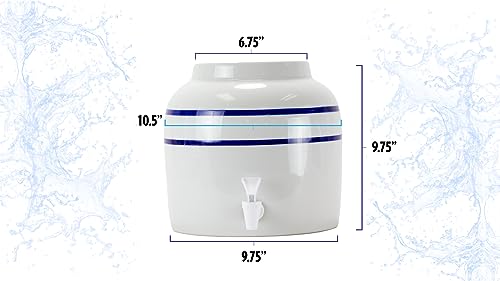 New Wave Enviro Porcelain Water Dispenser, Classic Blue Stripe
