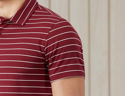 Image of Amazon Brand - Symbol Men's Cotton Rich Striper Polo Collar Striped Tshirts | Half Sleeves-Regular Fit (Available in Plus Sizes)