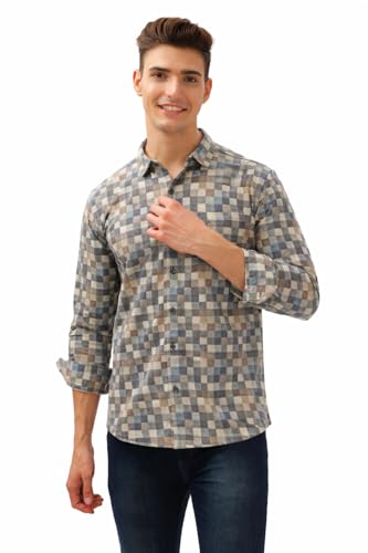 Image of BULLMER Trendy Regular Fit Striped Causal Full Sleeve Shirt for Men.